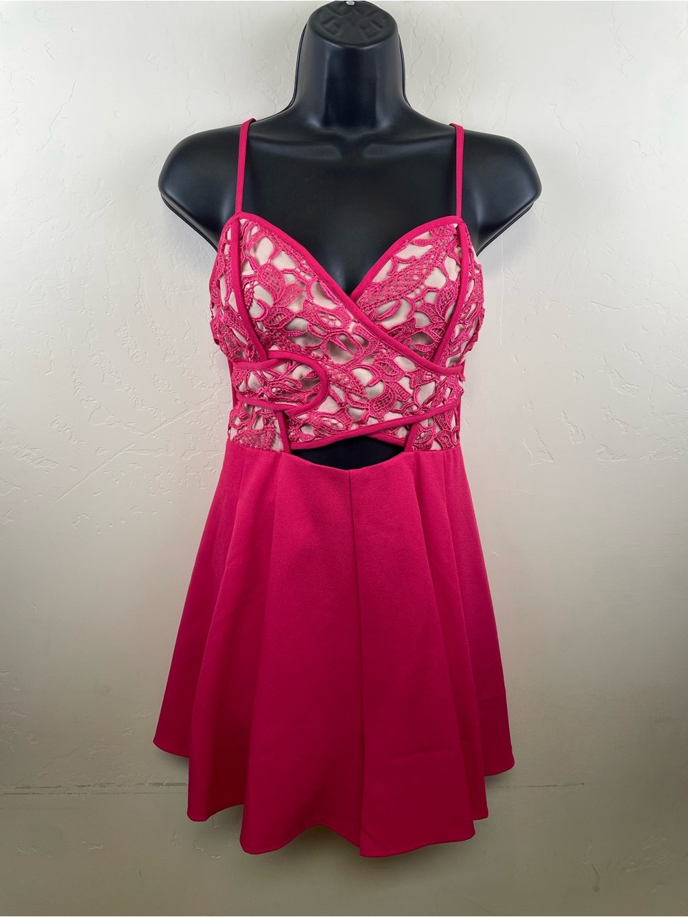 Luxxel Bright Pink Crochet Bodice Romoer